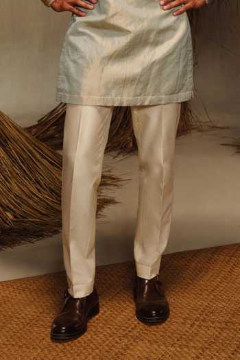 Buy_Amaare_Blue Silk, Chanderi, Tissue Gota Patti, Beads Sarab Yoke Embroidered Kurta Set _Online_at_Aza_Fashions