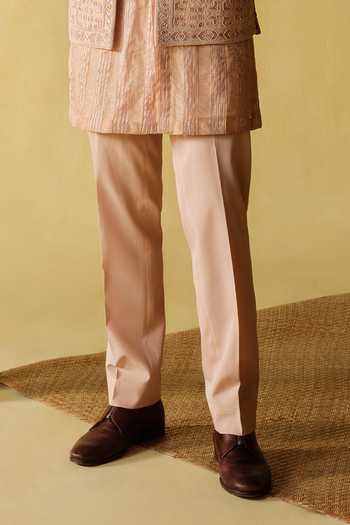 Amaare_Pink Silk, Tissue, Wool Gota Patti, Beads Kirpa Embroidered Bundi And Kurta Set _Online_at_Aza_Fashions