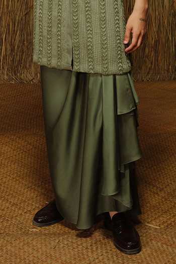 Shop_Amaare_Green Chanderi, Silk Satin Beads, Gota Patti Embroidered Kurta And Dhoti Pant Set _Online_at_Aza_Fashions