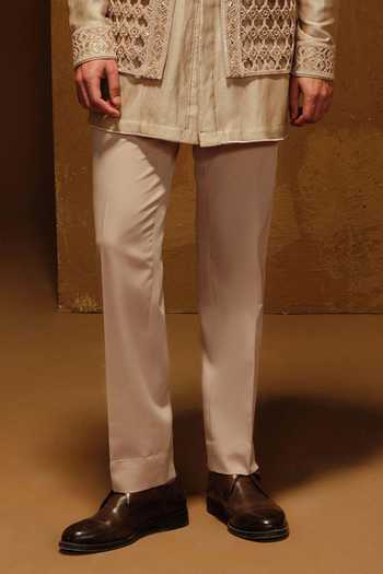 Amaare_Beige Silk, Organza Embroidery, Beads, Cut Work, Gota Noor Bundi And Kurta Set _Online_at_Aza_Fashions