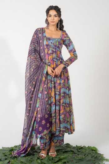 Buy Baise Gaba Purple Chiffon, Satin, Modal, Lurex Embroidery, Beads Zeeva Printed Anarkali Set Online at Aza Fashions Buy_Baise Gaba_Purple Chiffon, Satin, Modal, Lurex Embroidery, Beads Zeeva Printed Anarkali Set _Online_at_Aza_Fashions