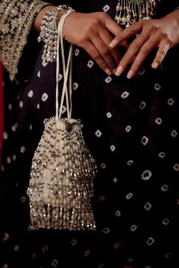 Bijoux By Priya Chandna_White Embroidery, Beads, Pearls, Crystals Nano Potli _Online_at_Aza_Fashions