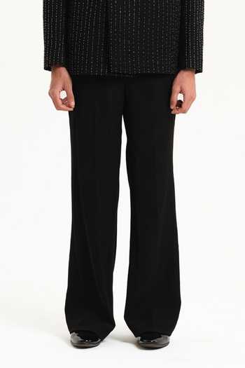 Buy_House Of Koa_Black Satin Embroidery Linea Noir Embellished Blazer Set _Online_at_Aza_Fashions
