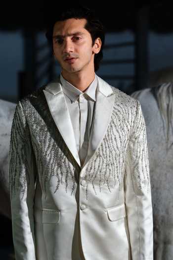 Buy_House Of Koa_White , Cotton Embroidery River Blazer Set 