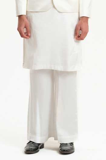 Buy_House Of Koa_White Satin, Silk Eon Blazer And Kurta Set _Online_at_Aza_Fashions