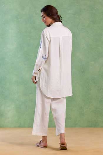 Nero India Floral Embroidered Top & Pant Set 