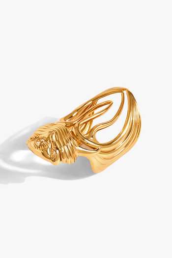 Buy_Outhouse_Gold Plated Koko Sculptural Statement Bracelet _Online_at_Aza_Fashions
