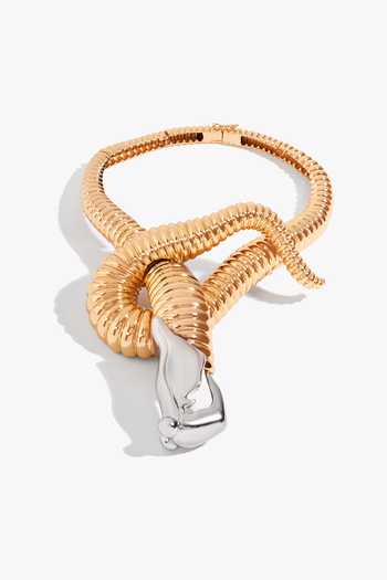 Outhouse_Gold Plated Seris Sculptured Coiled Necklace _Online_at_Aza_Fashions