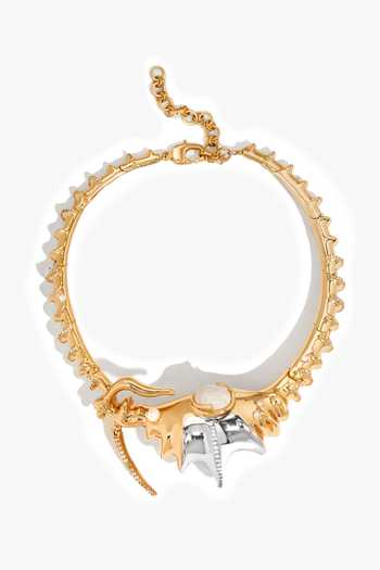 Buy_Outhouse_Gold Plated Pearls, Crystals Seanymph Spiral Sculpted Necklace _Online_at_Aza_Fashions