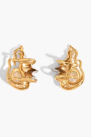 Buy_Outhouse_Gold Plated Pearls, Stones, Seanymph Cubic Zirconia Embellished Earrings _Online_at_Aza_Fashions