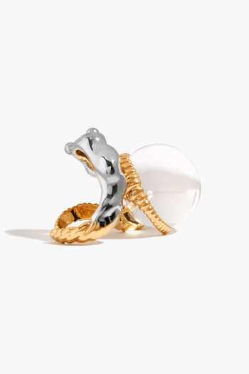 Outhouse_Gold Plated Seris Sphere Brass Ring _Online_at_Aza_Fashions
