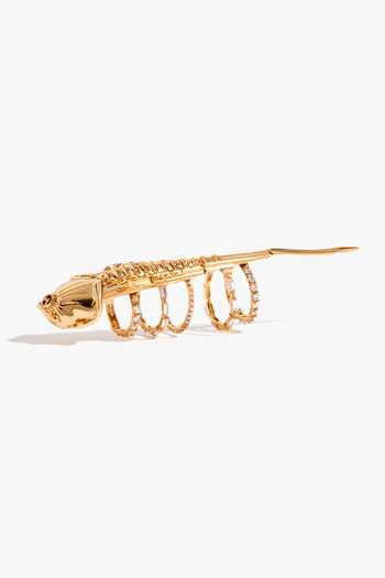 Outhouse_Gold Plated Stones Koko Claw Sculptural Brass Ring _Online_at_Aza_Fashions