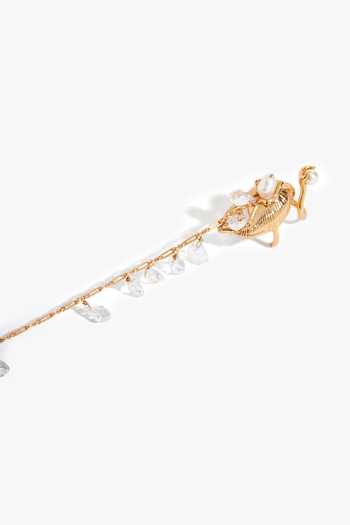 Outhouse_Gold Plated Pearls, Crystals Seanymph Seahorse Motif Ring _Online_at_Aza_Fashions
