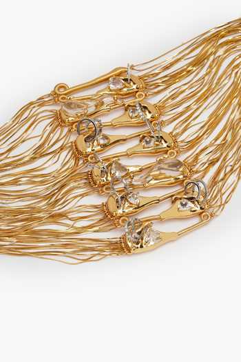 Buy_Outhouse_Gold Chains, Faux Diamonds Koko Sigil Pin Waist Belt _Online_at_Aza_Fashions
