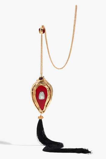 Outhouse_Gold Stones, Tassels, Chains, Relic Embellished Pouch _Online_at_Aza_Fashions