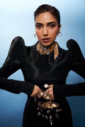 Outhouse_Black Stones, Crystals The Koko Vegan Leather Clutch _at_Aza_Fashions