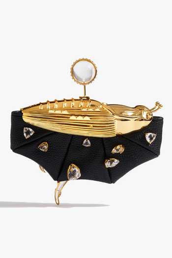 Buy_Outhouse_Black Stones, Crystals The Koko Vegan Leather Clutch 