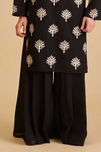 Siddartha Tytler Black Linen Embroidery Aari Blended Kurta And Pant Set Online at Aza Fashions Siddartha Tytler_Black Linen Embroidery Aari Blended Kurta And Pant Set _Online_at_Aza_Fashions