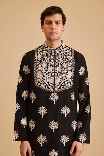 Buy Siddartha Tytler Black Linen Embroidery Aari Blended Kurta And Pant Set Online at Aza Fashions Buy_Siddartha Tytler_Black Linen Embroidery Aari Blended Kurta And Pant Set _Online_at_Aza_Fashions