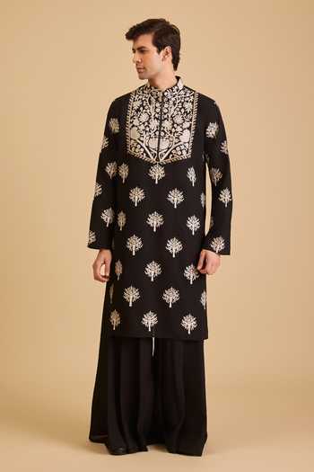 Siddartha Tytler Aari Embroidered Blended Linen Kurta & Pant Set 