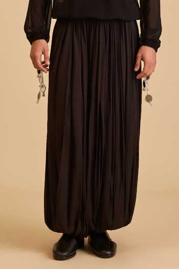 Siddartha Tytler_Black Rayon Draped Dhoti Pant _Online_at_Aza_Fashions