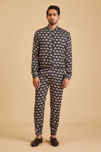 Siddartha Tytler Lotus Print Jacket & Joggers Set 