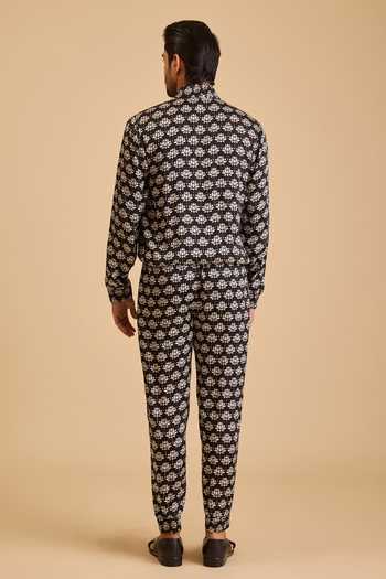 Siddartha Tytler Lotus Print Jacket & Joggers Set 