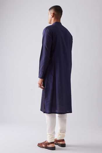 Buy_Rajesh Pratap Singh_Blue Viscose Awra Pintucked Kurta Set _Online_at_Aza_Fashions