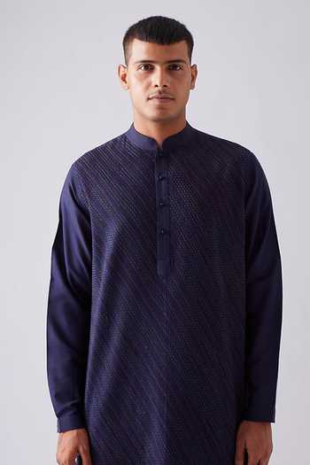 Buy_Rajesh Pratap Singh_Blue Viscose Awra Pintucked Kurta Set 