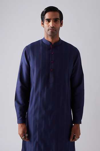 Buy_Rajesh Pratap Singh_Blue Viscose Khera Pintucked Kurta Set _Online_at_Aza_Fashions