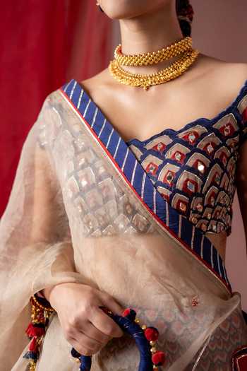 Buy_Baise Gaba_Multi Color Satin, Linen, Organza Embroidery Square Kalshi Scallop Lehenga Set 