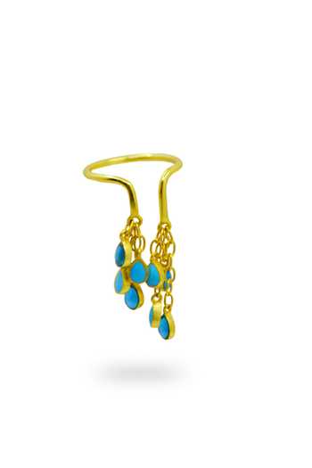 Manner_Blue Chains Baani Feroza Drop Ring _Online_at_Aza_Fashions