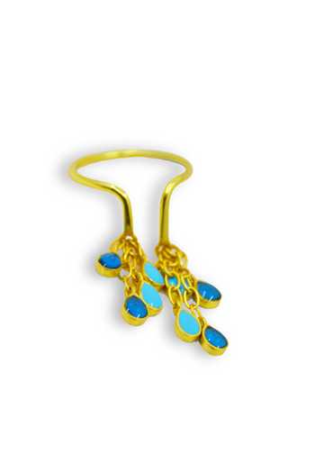 Manner_Blue Chains Baani Feroza Drop Ring _at_Aza_Fashions