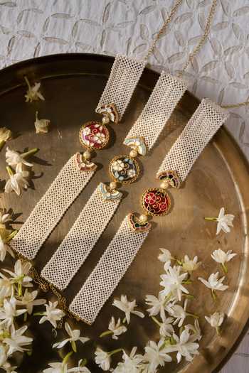 Manner_Blue Meher Pearl Feroza Choker _Online_at_Aza_Fashions