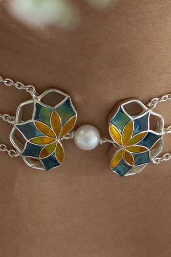Manner_Yellow Gul Nuwwar Choker _Online_at_Aza_Fashions