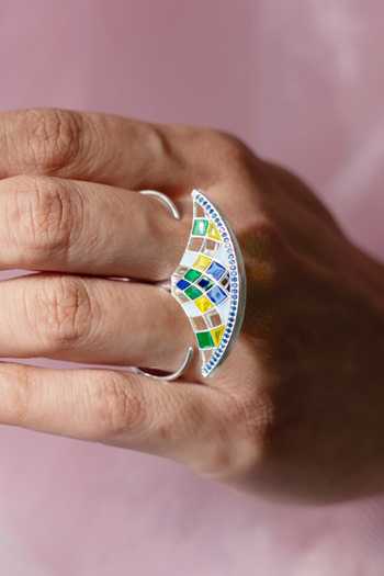 Manner Ruya Fan Shaped Double Finger Ring 