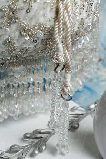 Buy_Nayaab By Sonia_White Sequins, Beads, Crystals, Fringe Silk Potli Bag With Chain _Online_at_Aza_Fashions