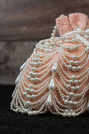 Buy_Nayaab By Sonia_Pink Pearls Work Velvet Potli Bag _Online_at_Aza_Fashions