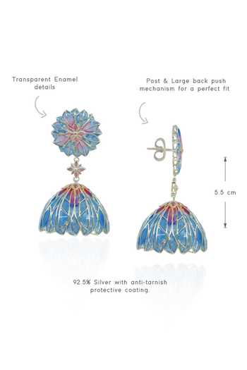 Manner_Blue Bloom Lotus Jhumki Earrings _Online_at_Aza_Fashions
