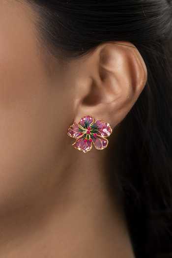 Manner Pink Bloom Stud Earrings 