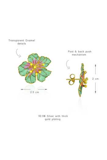 Manner_Green Bloom Stud Earrings _Online_at_Aza_Fashions