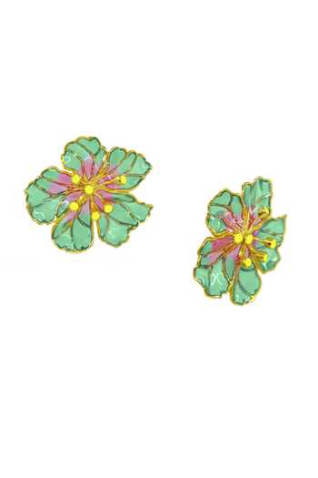Buy_Manner_Green Bloom Stud Earrings _Online_at_Aza_Fashions