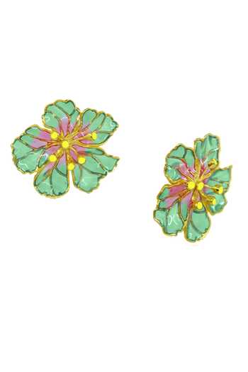 Shop_Manner_Green Bloom Stud Earrings _Online_at_Aza_Fashions