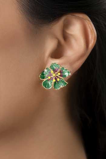 Manner Green Bloom Stud Earrings 