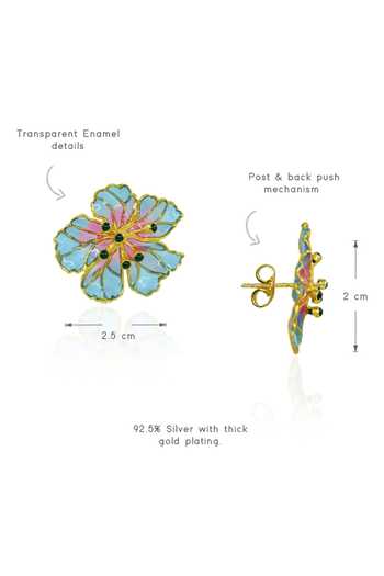 Manner_Blue Stones Bloom Stud Earrings _Online_at_Aza_Fashions