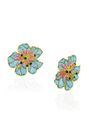 Manner Blue Bloom Stud Earrings 