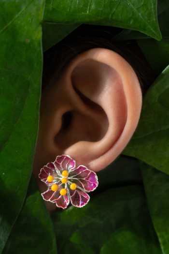 Shop_Manner_Pink Bloom Stud Earrings _Online_at_Aza_Fashions