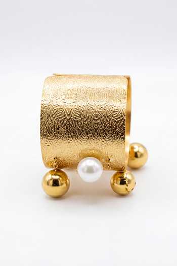 Mnsh_White Pearls Audrey Halo Cuff Bracelet _Online_at_Aza_Fashions