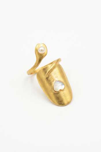 Buy_Mnsh_White Pearls Audrey Nail Ring _Online_at_Aza_Fashions