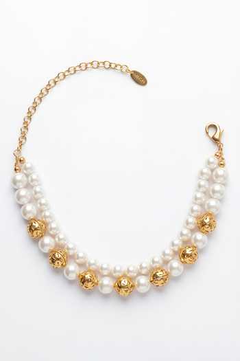 Mnsh_White Pearls Hepburn Rosee Necklace _Online_at_Aza_Fashions